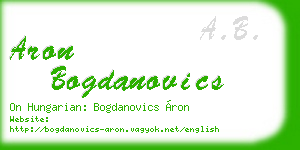 aron bogdanovics business card